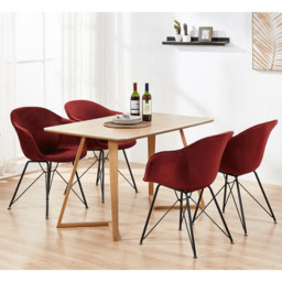 Valentina Dallas Dining Table Chairs Set of 4 - An Oak Dining Table & Set of 4 Black Velvet Dining Chairs - thumbnail 2