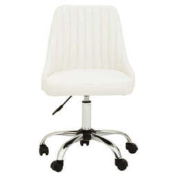 Off White Leather Effect Home Office Chair - Brent - thumbnail 2