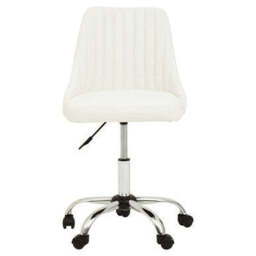 Off White Leather Effect Home Office Chair - Brent - thumbnail 3