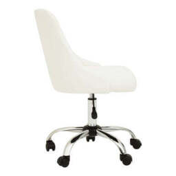 Off White Leather Effect Home Office Chair - Brent - thumbnail 4
