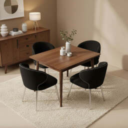 Piermount Black Velvet Dining Chair with Silver Finish Legs - thumbnail 5