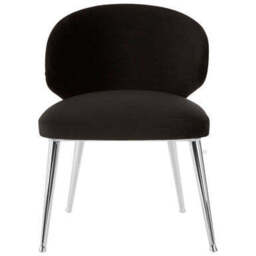 Piermount Black Velvet Dining Chair with Silver Finish Legs - thumbnail 2