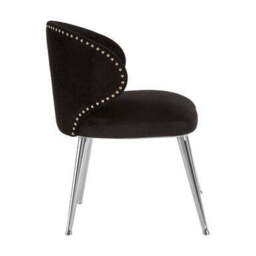 Piermount Black Velvet Dining Chair with Silver Finish Legs - thumbnail 6