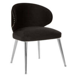 Piermount Black Velvet Dining Chair with Silver Finish Legs - thumbnail 4