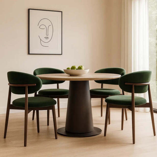 Risa Chair - Dark Green / Dark Oak / Set of 4