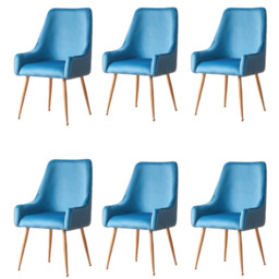 Soho LUX Velvet Dining Chair - Blue / Set of 6