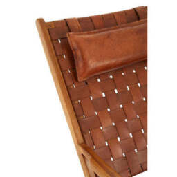 Kendari Teak Wood And Woven Leather Chair - thumbnail 5