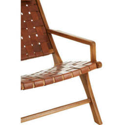 Kendari Teak Wood And Woven Leather Chair - thumbnail 4