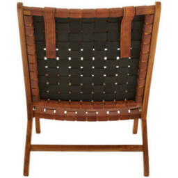 Kendari Teak Wood And Woven Leather Chair - thumbnail 3