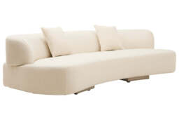Ozzano Cream Linen 3 Seater Curved Sofa - thumbnail 3