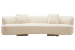 Ozzano Cream Linen 3 Seater Curved Sofa - thumbnail 2