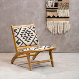 Cefena Black and White Berber Style Lounge Chair - thumbnail 1