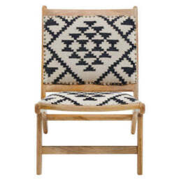 Cefena Black and White Berber Style Lounge Chair - thumbnail 2