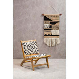 Cefena Black and White Berber Style Lounge Chair - thumbnail 3