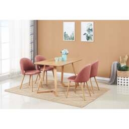 Lucia Dallas Dining Table and Chairs Set of 4 - an Oak Dining Table & Set of 4 Velvet Dining Chairs - thumbnail 2