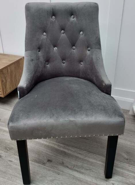 Windsor Velvet Dining Chair - Dark Grey - image 1