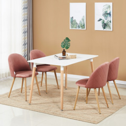 Lucia Halo Dining Set, a Table and Chairs Set of 4, White/Grey - Pink