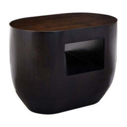 Gabelle Ebony Bamboo Oval Side Table - thumbnail 2