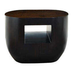 Gabelle Ebony Bamboo Oval Side Table