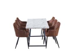 Zarah White Toga Lux Dining Set - Brown / Set of 6