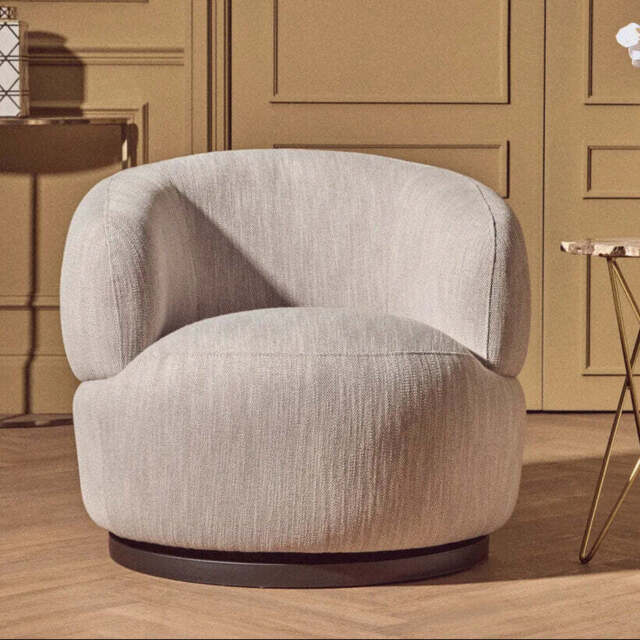 Bordo Grey Textured Fabric Curved Swivel Chair - image 1