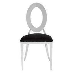 Sarita Black Velvet and Silver Finish Stackable Oval Back Dining Chair - thumbnail 2