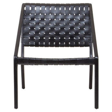 Kendari Black Woven Leather and Teak Wood Chair - image 1