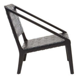 Kendari Black Woven Leather and Teak Wood Chair - thumbnail 3