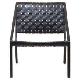 Kendari Black Woven Leather and Teak Wood Chair - thumbnail 1