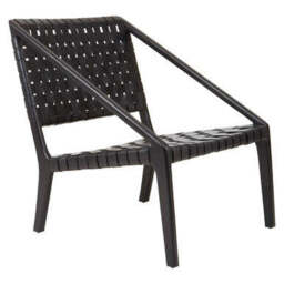 Kendari Black Woven Leather and Teak Wood Chair - thumbnail 2
