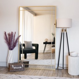 Aimi - Full Length Gold Metal Rectangle Window Mirror - 180cm x 105cm - thumbnail 2