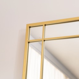 Aimi - Full Length Gold Metal Rectangle Window Mirror - 180cm x 105cm - thumbnail 4