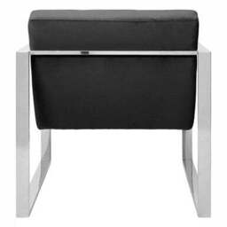 Vogue Black Velvet Lounge Chair with Silver Finish Frame - thumbnail 5
