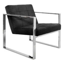 Vogue Black Velvet Lounge Chair with Silver Finish Frame - thumbnail 3