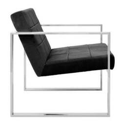 Vogue Black Velvet Lounge Chair with Silver Finish Frame - thumbnail 4