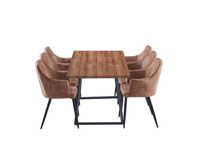 Zarah Brown Toga Lux Dining Set - Beige / Set of 6