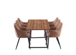 Zarah Brown Toga Lux Dining Set - Beige / Set of 6