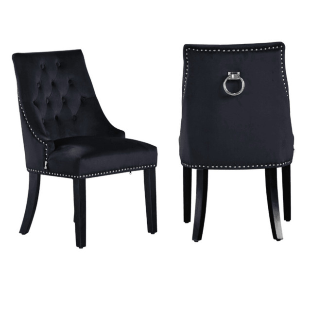 Windsor LUX Velvet Dining Chair Set of 2 - Black / set of 2