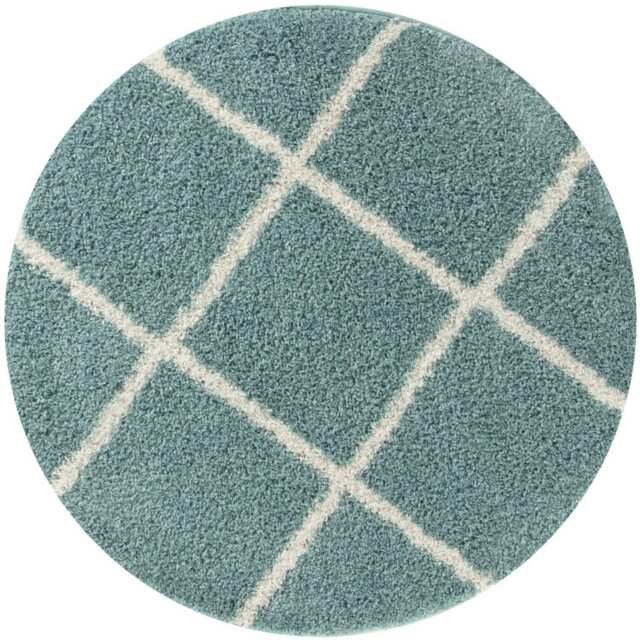 Moroccan Duck Egg Blue Shaggy Rug - 550 - Ø 120 cm