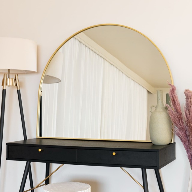 Akiko - Gold Metal Arched Mirror - 95cm x 120cm - image 1