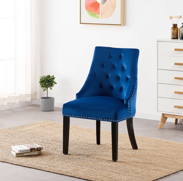 Windsor LUX Velvet Dining Chair - Blue / Single