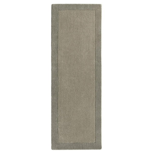 Bordered Taupe Wool Rug - 67X200 cm