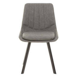 Grey Wooden Top and Metal Legs Rectangle Dining Table with 6 Brown Chairs Set, Westford - thumbnail 4