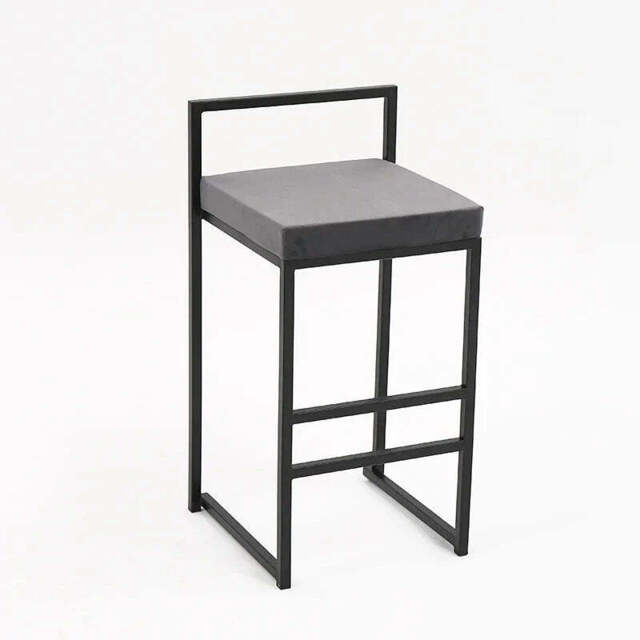 Orion Bar Stool - Grey / Leather / 75cm