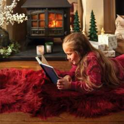 Genuine Berry Red Sheepskin Faux Fur Rug - thumbnail 2