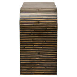 Natural Bamboo Inlay Curved Console Table with Sculptural Striped Design, Bambusa - thumbnail 5
