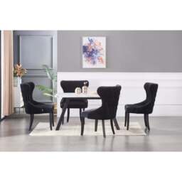 Toga Mayfair LUX Dining Set - Toga Extendable White Dining Table w/ a Set of 4 Mayfair LUX Velvet Dining Chairs - thumbnail 2