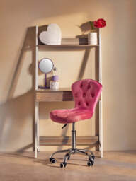Fayth Pink Velvet Buttoned Home Office Chair - thumbnail 3