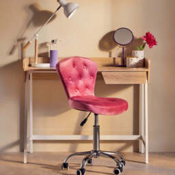Fayth Pink Velvet Buttoned Home Office Chair - thumbnail 1