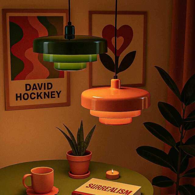 The Retro Pendant Light - Orange / Warm White Bulb
